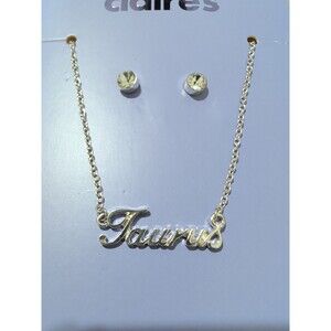 Claire’s Girls Zodiac Sign Astrological Symbol Necklace Taurus Silver Earrings